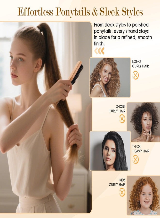 STYLEMATE Slick Back Hair Brush for Women & Men, Boar Bristle Hair Brush for Thin & Fine Hair, Soft Smoothing Baby Hairs for Polishing, Deepening, Styling, Sectioning & Parting-Wide Rat Tail - Image 2